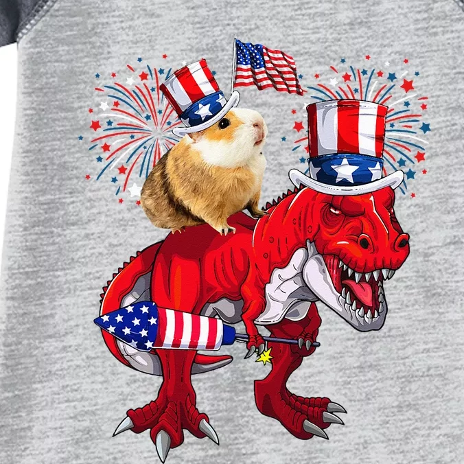 Guinea Pig Ridding TRex 4th Of July Fireworks Lover Family Infant Baby Jersey Bodysuit