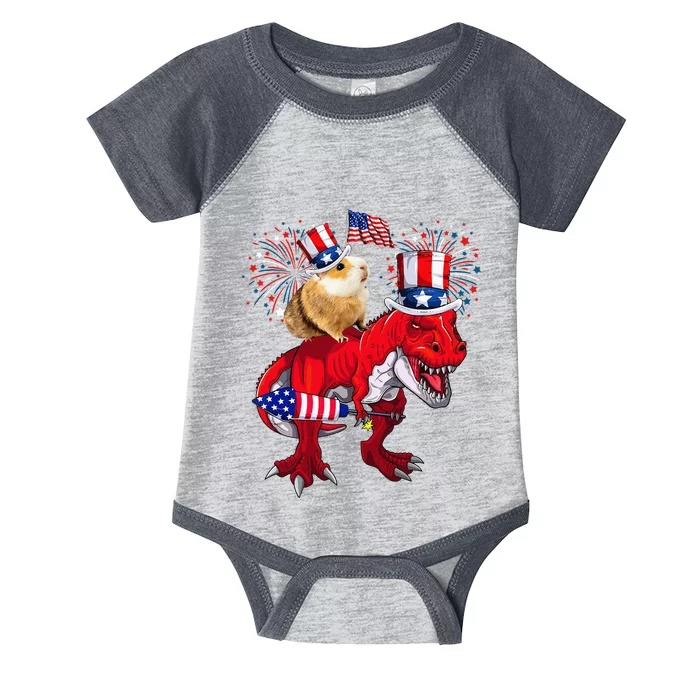 Guinea Pig Ridding TRex 4th Of July Fireworks Lover Family Infant Baby Jersey Bodysuit