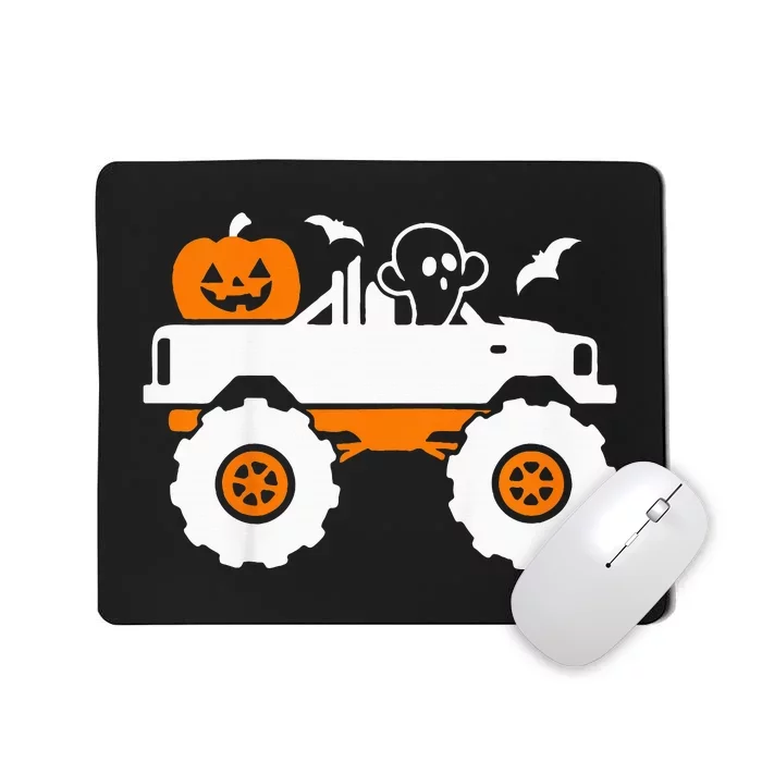 Ghost Pumpkin Riding Monster Truck Lazy Halloween Costume Mousepad