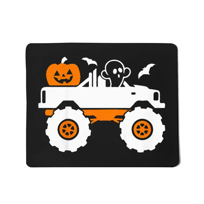 Ghost Pumpkin Riding Monster Truck Lazy Halloween Costume Mousepad