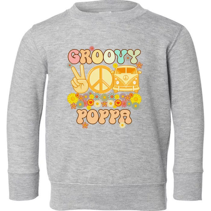 Groovy Poppa Retro Matching Family Baby Shower Father's Day Toddler Sweatshirt