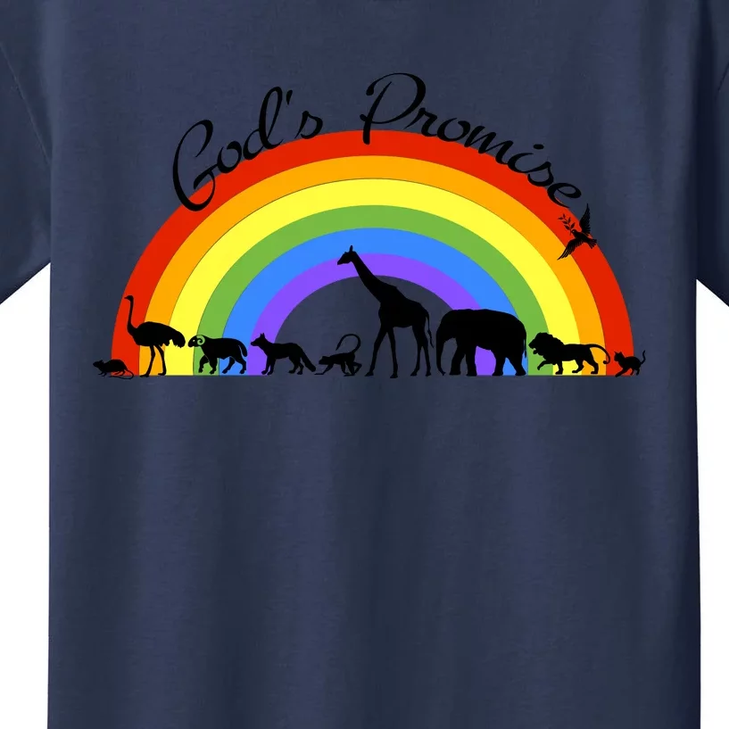 God's Promise Rainbow, Animals Of Noah's Ark Kids T-Shirt