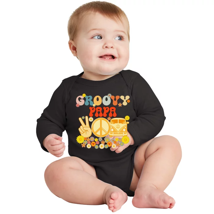 Groovy Papa Retro Matching Family Baby Shower Father's Day Baby Long Sleeve Bodysuit