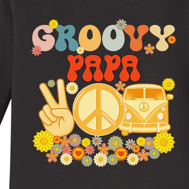 Groovy Papa Retro Matching Family Baby Shower Father's Day Baby Long Sleeve Bodysuit