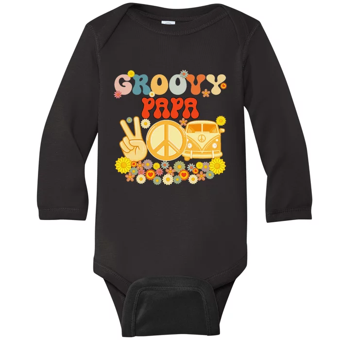 Groovy Papa Retro Matching Family Baby Shower Father's Day Baby Long Sleeve Bodysuit