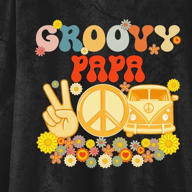 Groovy Papa Retro Matching Family Baby Shower Father's Day Hooded Wearable Blanket