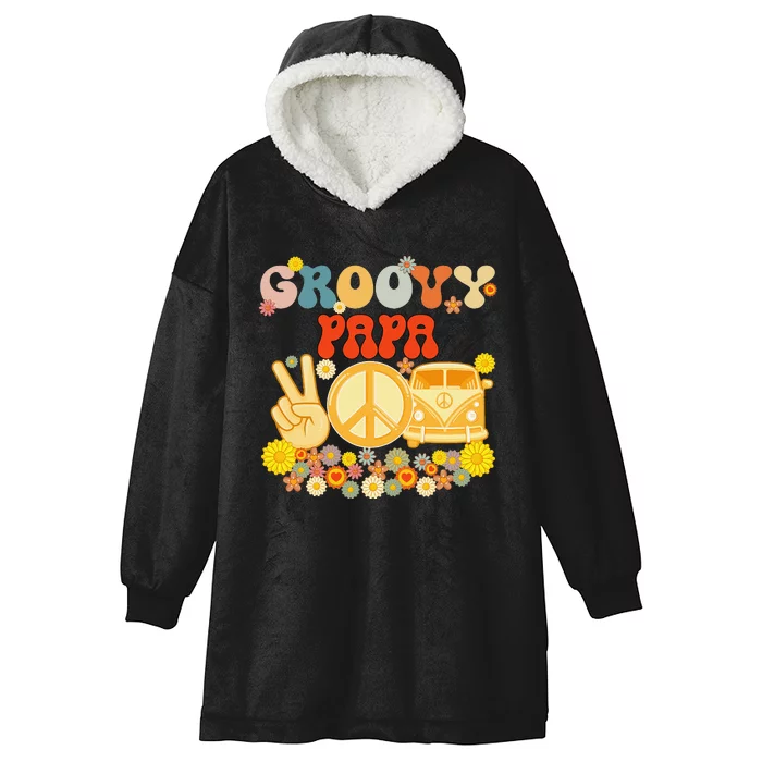 Groovy Papa Retro Matching Family Baby Shower Father's Day Hooded Wearable Blanket