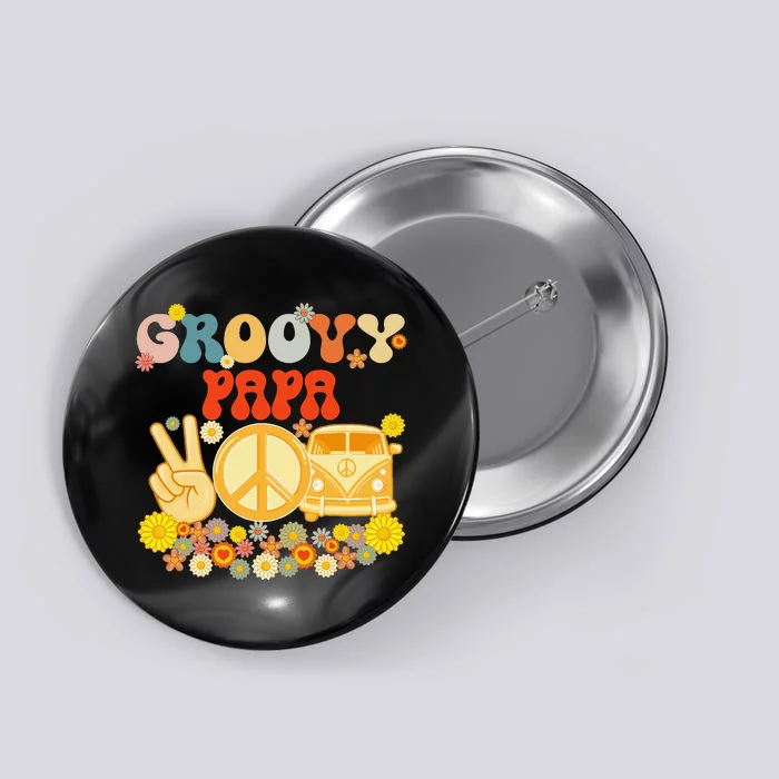 Groovy Papa Retro Matching Family Baby Shower Father's Day Button