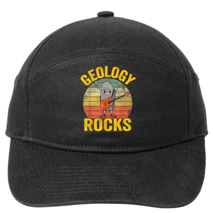 Geologist Pun Rock Playing Bass Funny Jokes Geology Rocks 7-Panel Snapback Hat