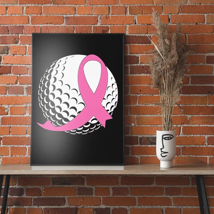 Golf Pink Ribbon Breast Cancer Awareness Poster