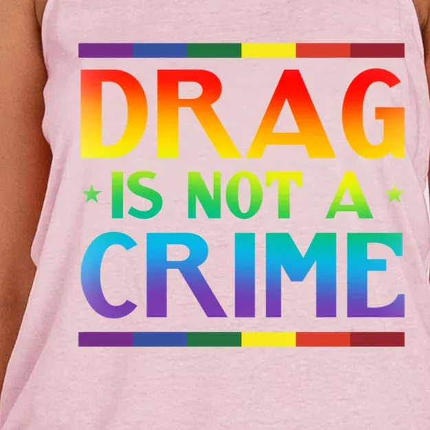 Gay Pride Rainbow Equality Drag Is Not A Crime Funny Gift Women's Knotted Racerback Tank