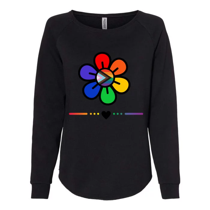 Gay Pride Rainbow Progress Flag Lgbtq Flower Cute Lgbt Great Gift Womens California Wash Sweatshirt