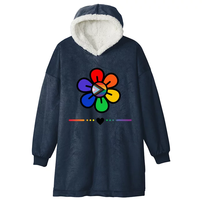 Gay Pride Rainbow Progress Flag Lgbtq Flower Cute Lgbt Great Gift Hooded Wearable Blanket