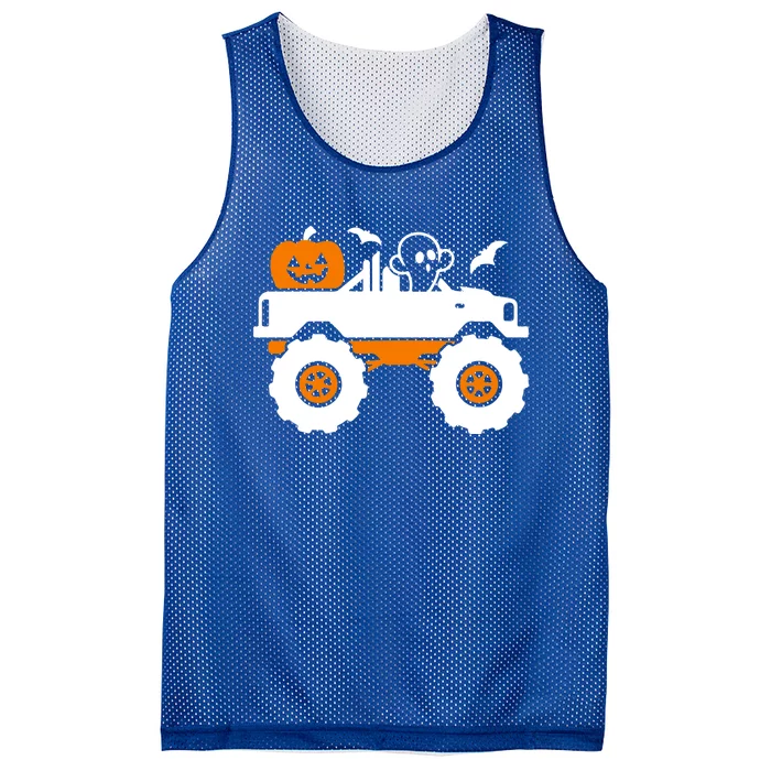 Ghost Pumpkin Riding Monster Truck Lazy Halloween Costume Gift Mesh Reversible Basketball Jersey Tank