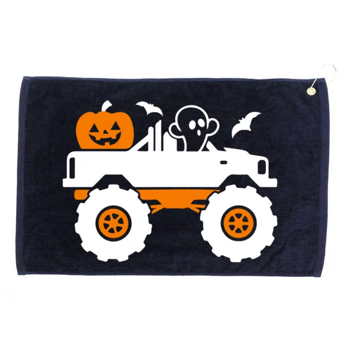 Ghost Pumpkin Riding Monster Truck Lazy Halloween Costume Gift Grommeted Golf Towel