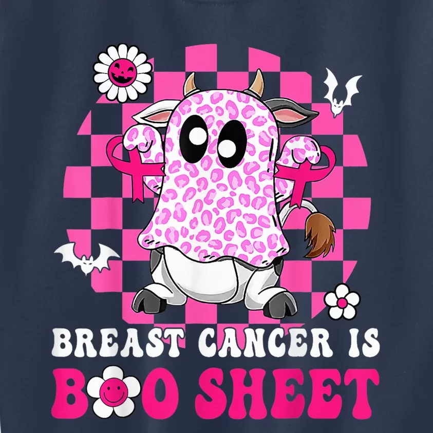 Groovy Pink Ribbon Mom Breast Cancer Is Boo Sheet Halloween Kids Sweatshirt