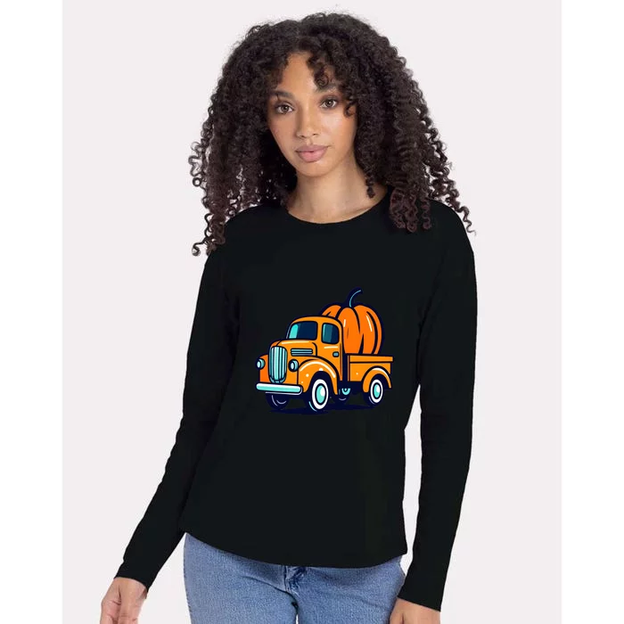 Ghost Pumpkin Riding Monster Truck Lazy Halloween Costu Gift Womens Cotton Relaxed Long Sleeve T-Shirt