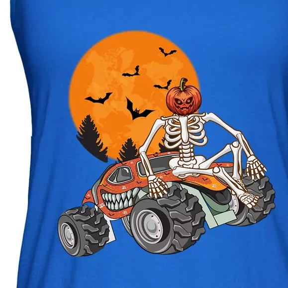 Ghost Pumpkin Riding Monster Truck Lazy Halloween Meaningful Gift Ladies Essential Flowy Tank