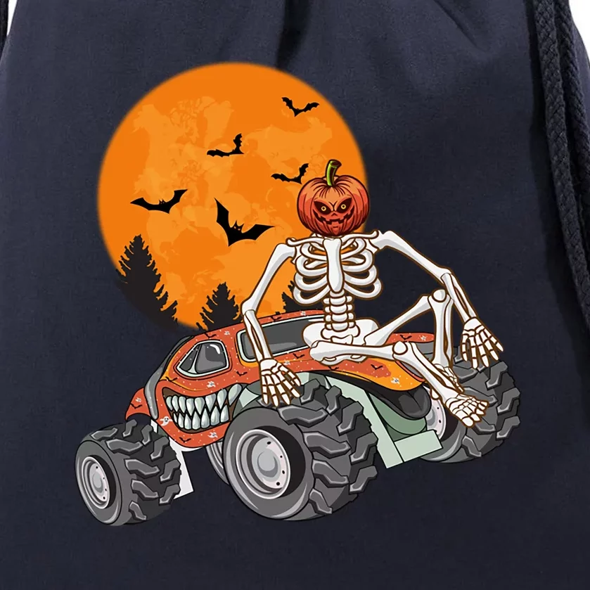 Ghost Pumpkin Riding Monster Truck Lazy Halloween Meaningful Gift Drawstring Bag