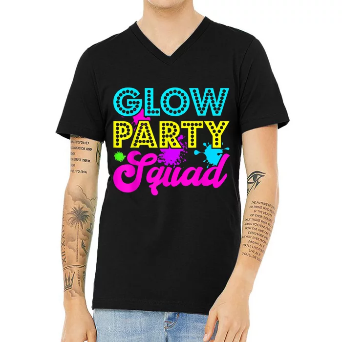 Glow Party Squad Halloween Costume Party Colorful V-Neck T-Shirt