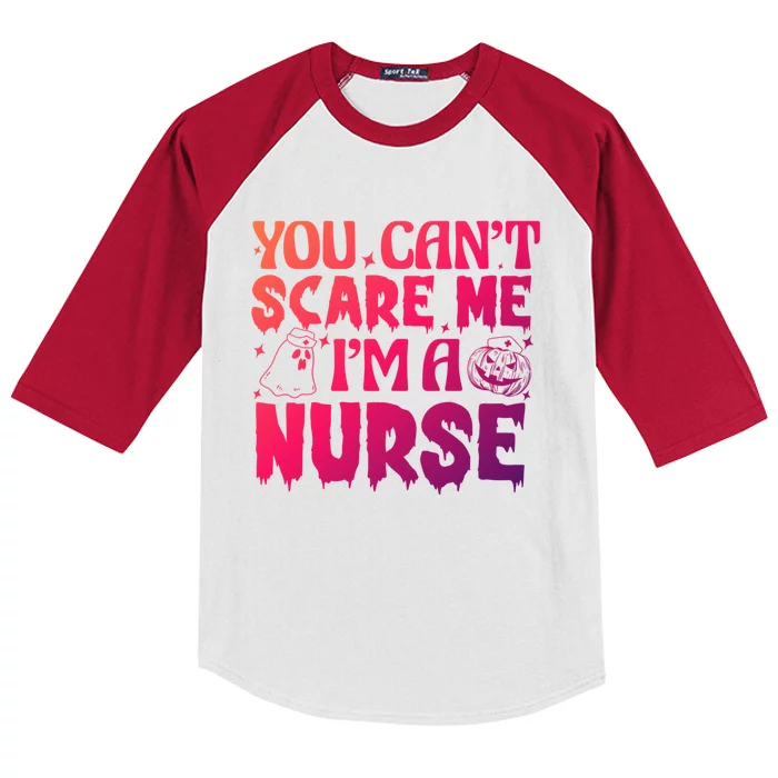 Ghost Pumpkin Spooky Halloween You Cant Scare Me Im A Nurse Gift Kids Colorblock Raglan Jersey