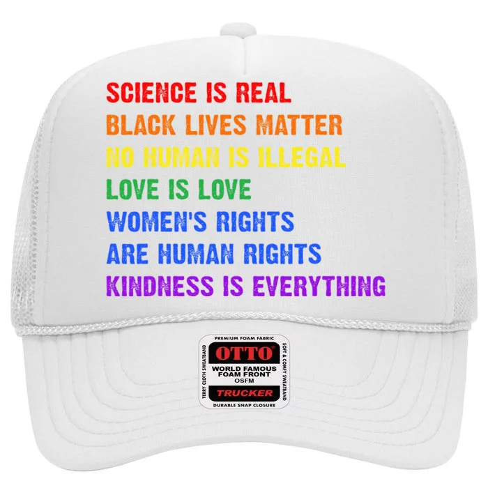 G.Ay Pride Science Is Real Black Lives Matter High Crown Mesh Trucker Hat