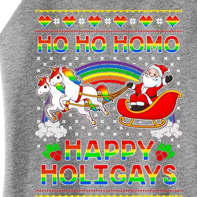 Gay Pride Santa Ho Ho Homo Happy Holigays Ugly Christmas Meaningful Gift Women’s Perfect Tri Rocker Tank