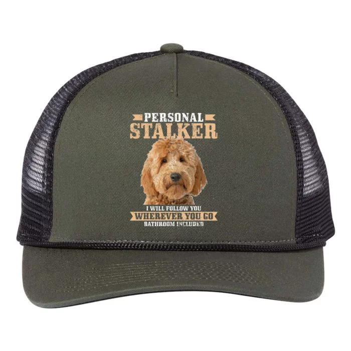 Goldendoodle Personal Stalker Funny Golden Doodle Mom Retro Rope Trucker Hat Cap