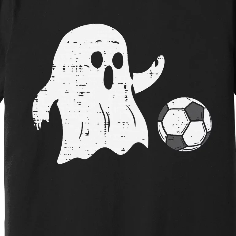 Ghost Playing Soccer Funny Football Halloween Costume Sports Premium T-Shirt