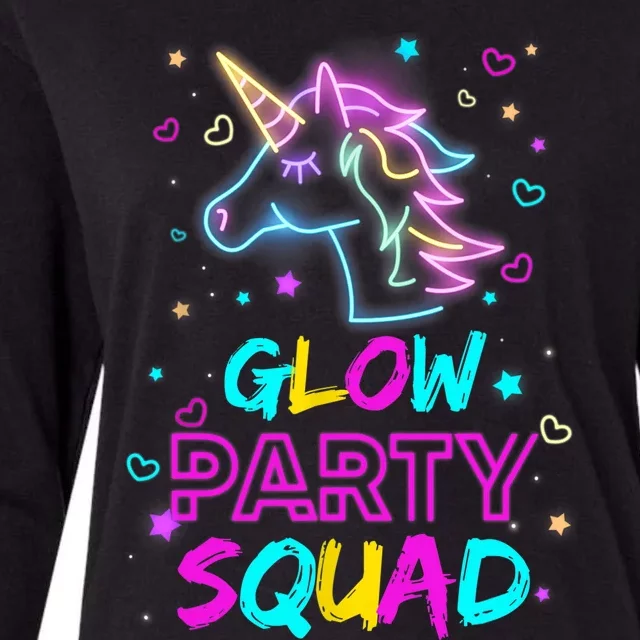 Glow Party Squad Unicorn 80s Retro Costume Birthday Squad Womens Cotton Relaxed Long Sleeve T-Shirt