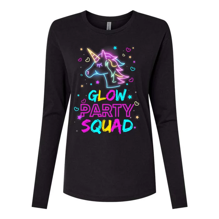 Glow Party Squad Unicorn 80s Retro Costume Birthday Squad Womens Cotton Relaxed Long Sleeve T-Shirt