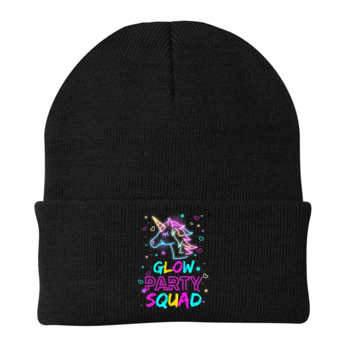 Glow Party Squad Unicorn 80s Retro Costume Birthday Squad Knit Cap Winter Beanie