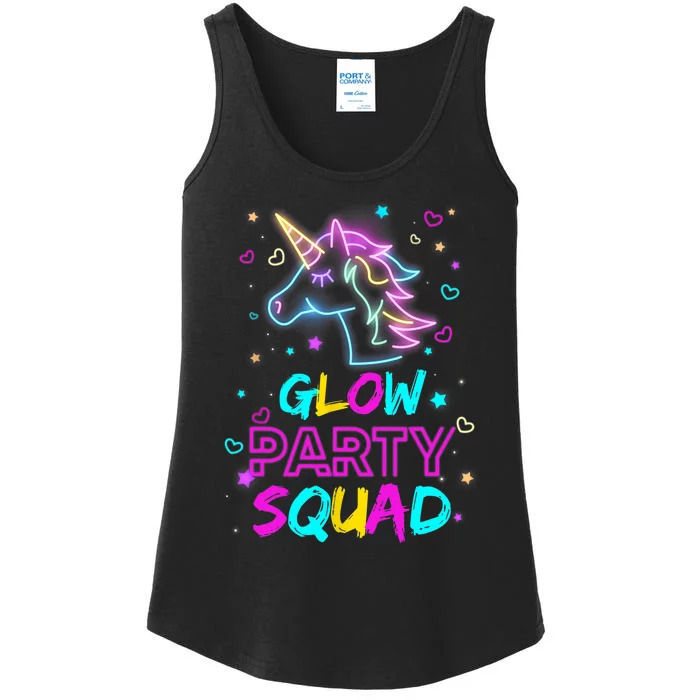 Glow Party Squad Unicorn 80s Retro Costume Birthday Squad Ladies Essential Tank