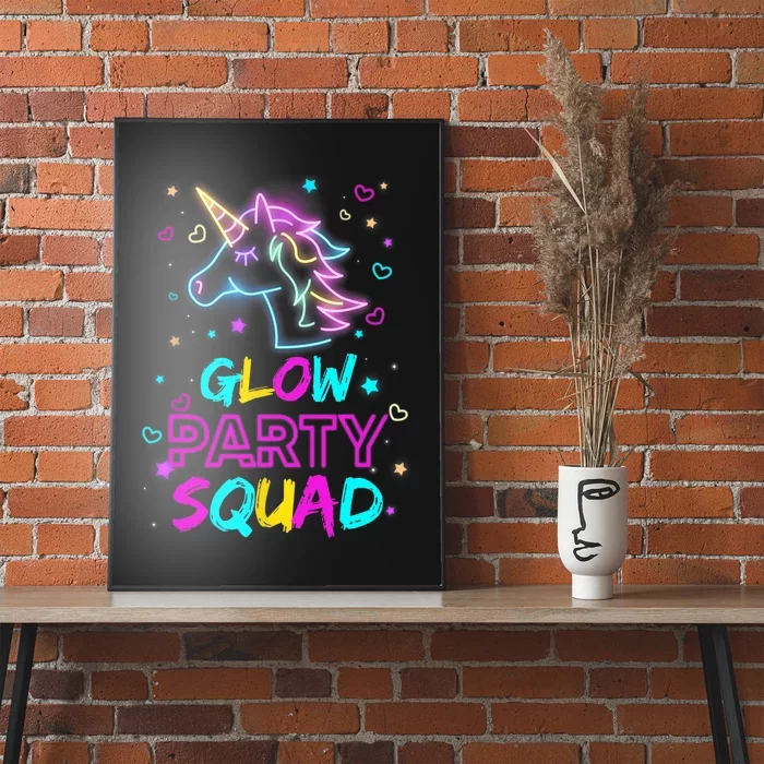 Glow Party Squad Unicorn 80s Retro Costume Birthday Squad Poster