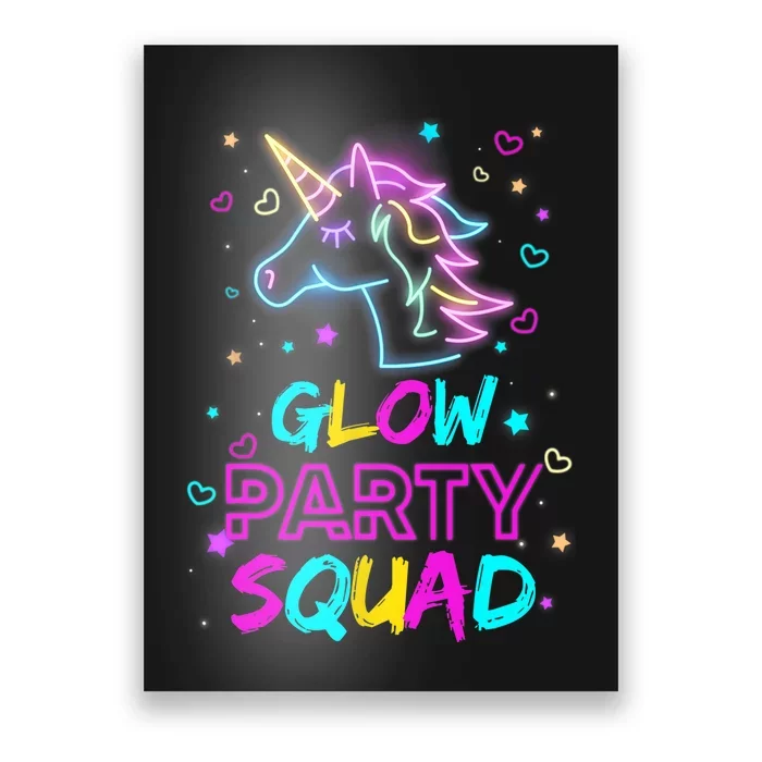 Glow Party Squad Unicorn 80s Retro Costume Birthday Squad Poster