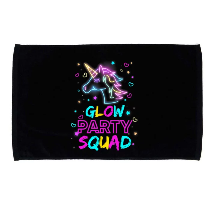 Glow Party Squad Unicorn 80s Retro Costume Birthday Squad Microfiber Hand Towel