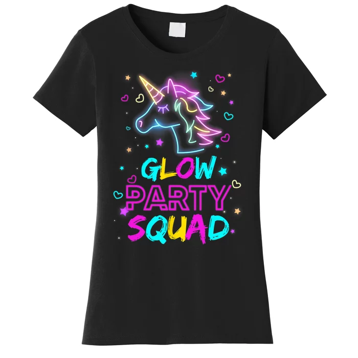 Glow Party Squad Unicorn 80s Retro Costume Birthday Squad Women's T-Shirt