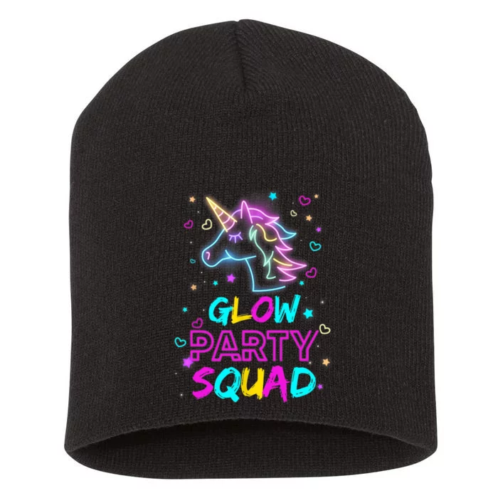 Glow Party Squad Unicorn 80s Retro Costume Birthday Squad Short Acrylic Beanie