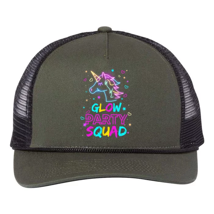 Glow Party Squad Unicorn 80s Retro Costume Birthday Squad Retro Rope Trucker Hat Cap