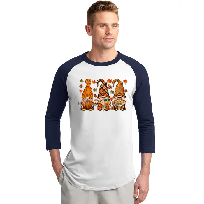 Gnomes Pumpkin Spice Coffee Latte Fall Autumn Thanksgiving Baseball Sleeve Shirt