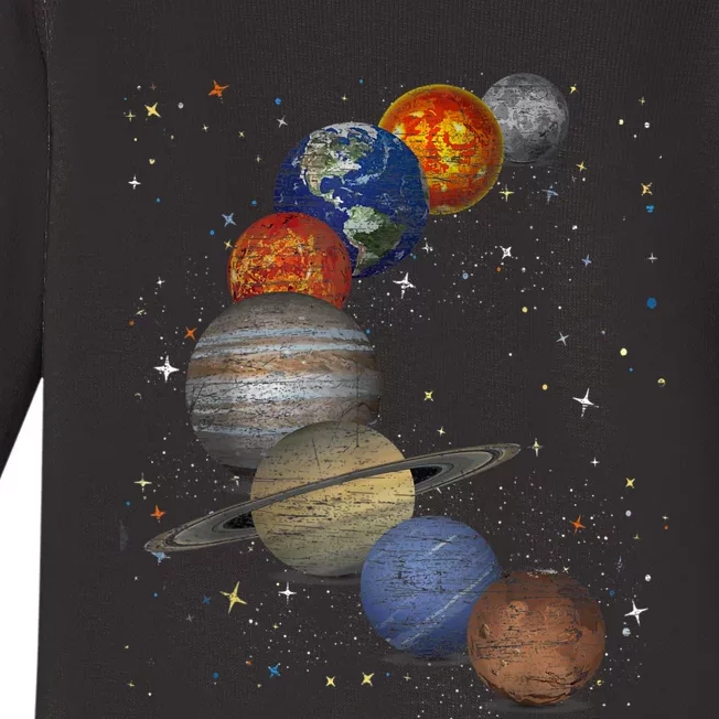 Galaxy Planets Sun Universe Outer Space Science Baby Long Sleeve Bodysuit