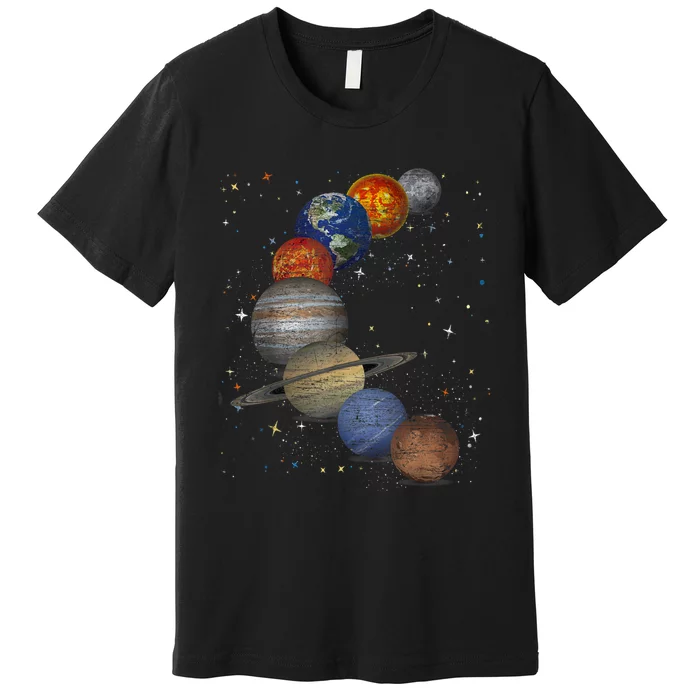 Galaxy Planets Sun Universe Outer Space Science Premium T-Shirt