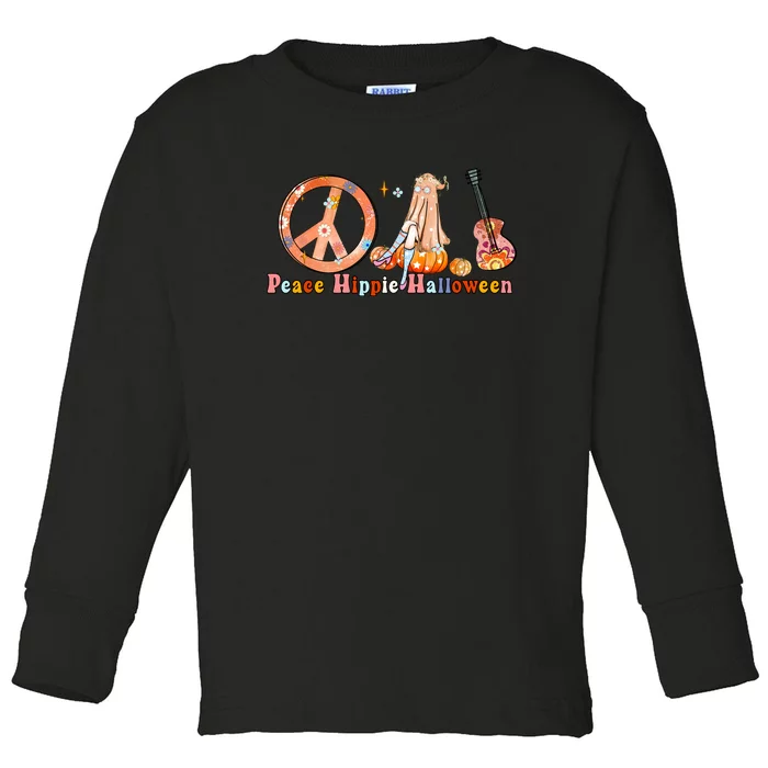 Groovy PEACE SIGN LOVE 60s 70s Hippie Vibes Halloween Girls Gift Toddler Long Sleeve Shirt