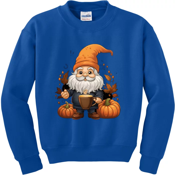 Gnome Pumpkin Spice Latte Fall Autumn Leaves Halloween Gift Kids Sweatshirt