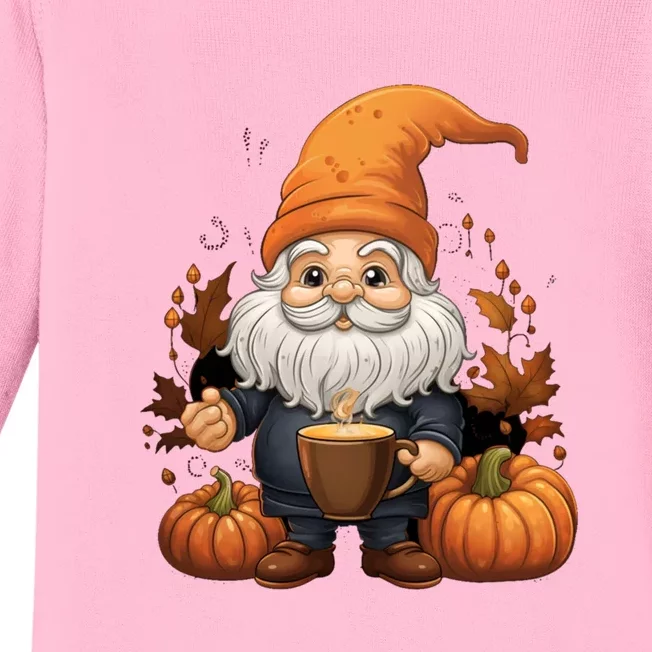 Gnome Pumpkin Spice Latte Fall Autumn Leaves Halloween Gift Baby Long Sleeve Bodysuit