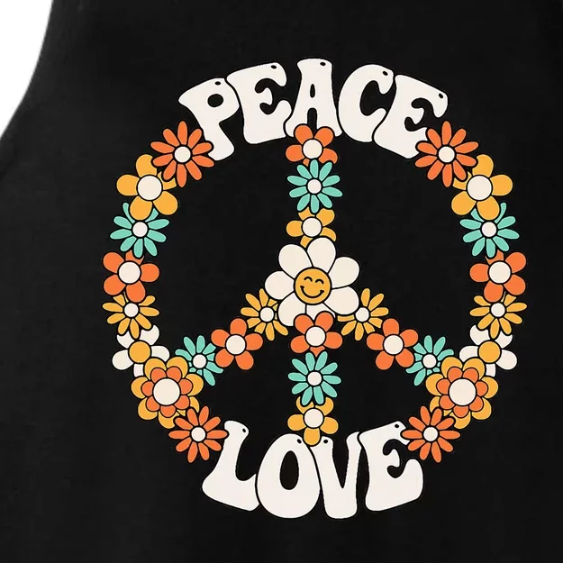 Groovy Peace Sign Love Costume for 60s 70s Theme Party Ladies Tri-Blend Wicking Tank