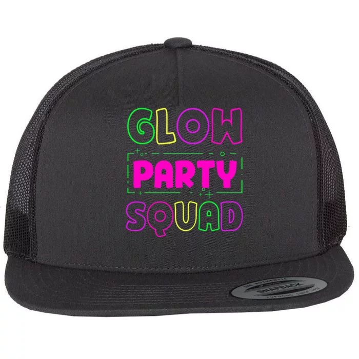 Glow Party Squad Neon Lights Party Lover Flat Bill Trucker Hat