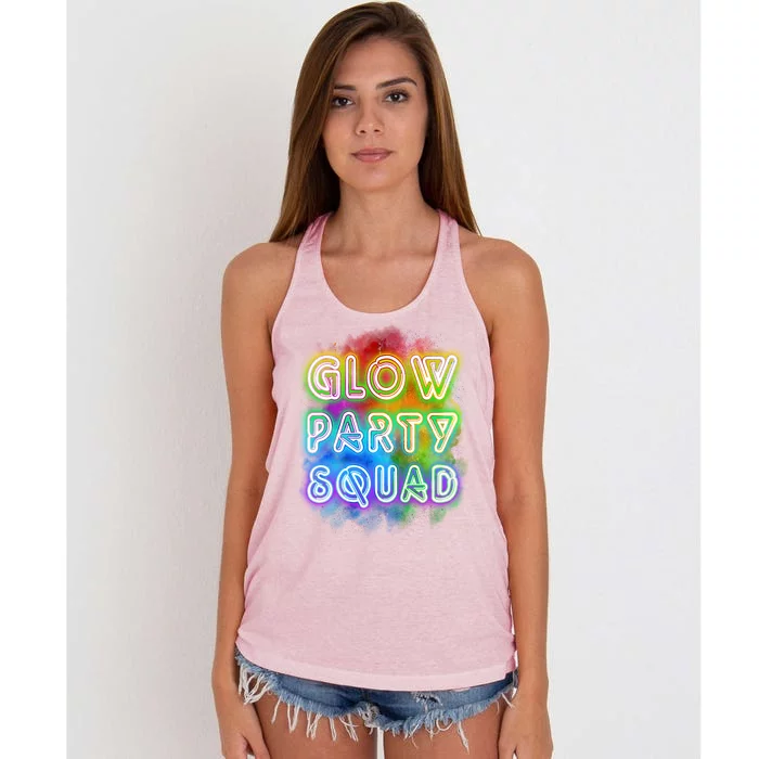 Glow Party Squad Women's Knotted Racerback Tank