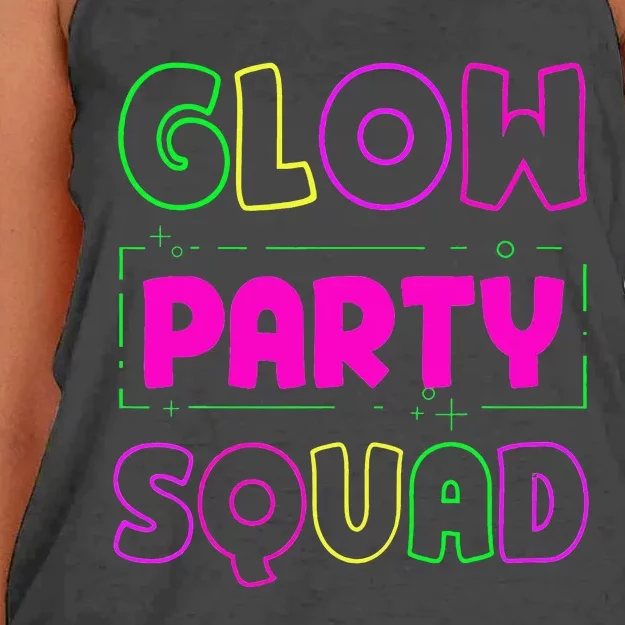 Glow Party Squad Neon Lights Party Lover Women's Knotted Racerback Tank