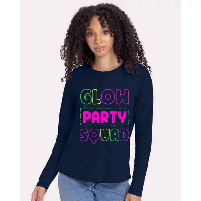 Glow Party Squad Neon Lights Party Lover Womens Cotton Relaxed Long Sleeve T-Shirt